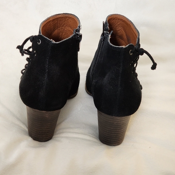 Lucky Brand Hartlee Brindle Heels Suede Lace Tie Ankle Boots Bootie Bohemian - Picture 3 of 13